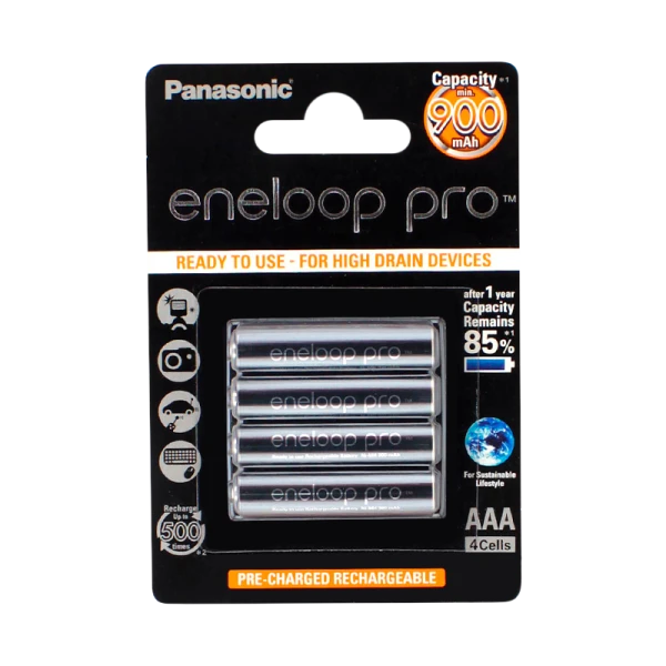Аккумулятор предзаряженный RTU Panasonic HR03 AAA BL4 NI-MH eneloop pro 900mAh (4/48/576)