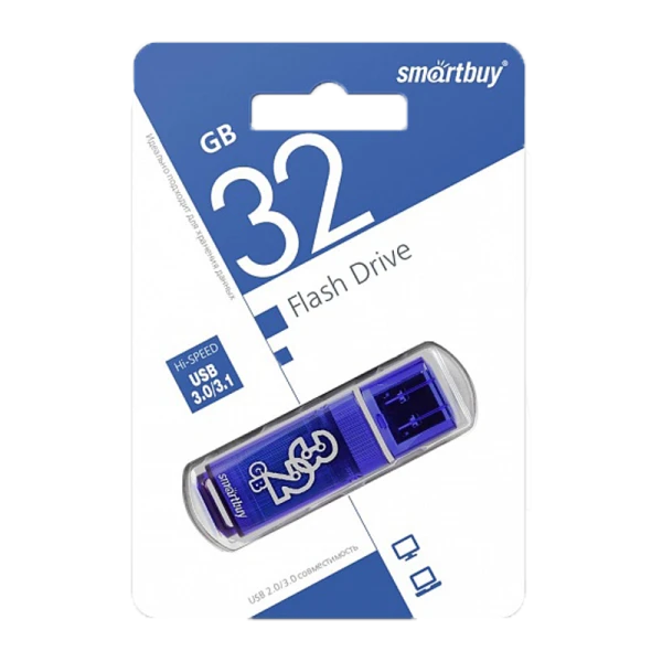 Флеш-накопитель Smartbuy Glossy 32GB USB3.0 пластик синий