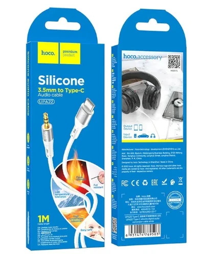 Кабель AUX HOCO UPA22 Jack 3.5mm (m)-Type-C (m) 1.0м силикон белый (1/31/310)