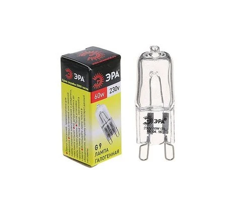 Лампа галогенная ЭРА JCD G9 60W 3000К 230V капсула прозрачная (1/100/1000)