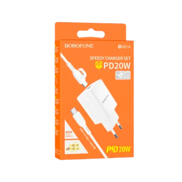 Сетевое З/У Borofone BA81A 1USB/Type-C 3.0A 20W QC3.0 белый (1/35/140)