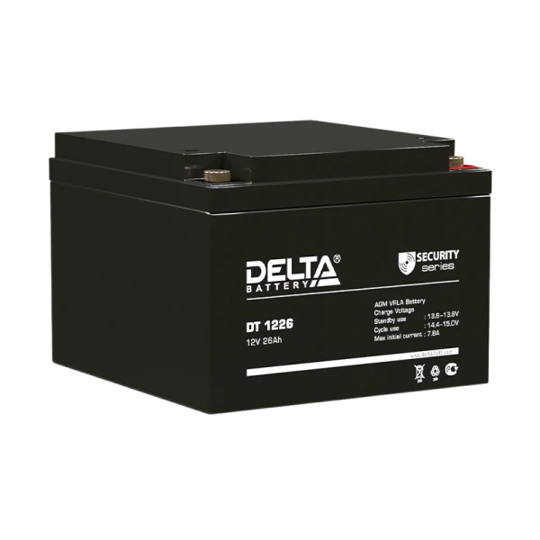 Аккумулятор свинцово-кислотный Delta DT 1226 12V 26Ah (1/2)