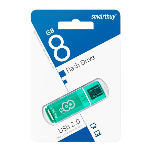 Флеш-накопитель Smartbuy Glossy 8GB USB2.0 пластик зеленый