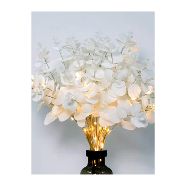 Гирлянда Космос Ветвь Эвкалипта белая имитация 16LED белый теплый (1/12)