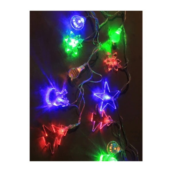 *Гирлянда Космос "Новогодние игрушки" 30LED 4.4м микс нить 8 режимов прозрачн.насадки ассорти (1/50)