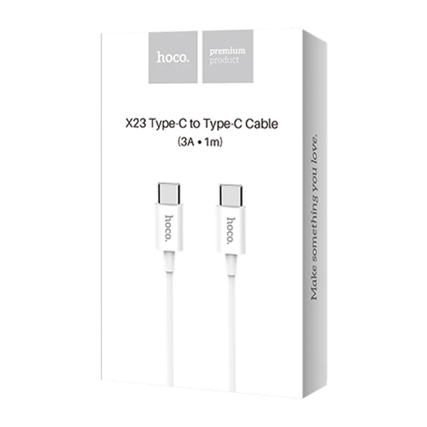 Кабель HOCO X23 Type-C (m)-Type-C (m) 1.0м 3.0A TPE белый (1/48/276)