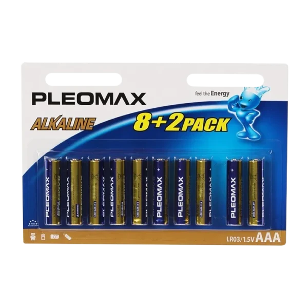 Батарейка Pleomax LR03 AAA BL8+2 Alkaline 1.5V (10/100/600/36000)