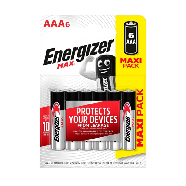 Батарейка Energizer MAX+Power seal LR03 AAA BL6 Alkaline 1.5V (6/72)