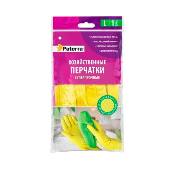 Перчатки Paterra L резина 1 пара в упаковке (1/120)