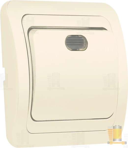 Выключатель SmartBuy 1-клавишный с индикатором 10А бежевый, керамика "Марс"