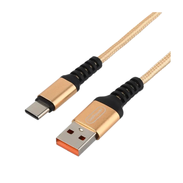 *Кабель GoPower GP02T USB (m)-Type-C (m) 1.0м 2.4A нейлон золотой (1/200/800) 