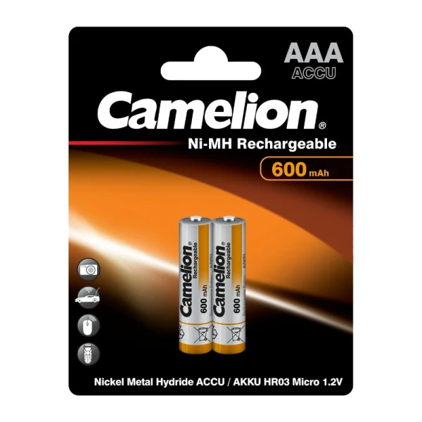 Аккумулятор бытовой Camelion HR03 AAA BL2 NI-MH 600mAh (2/24/480)