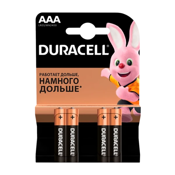 Батарейка Duracell Basic LR03 AAA BL4 Alkaline 1.5V (4/40/48/192/29184)