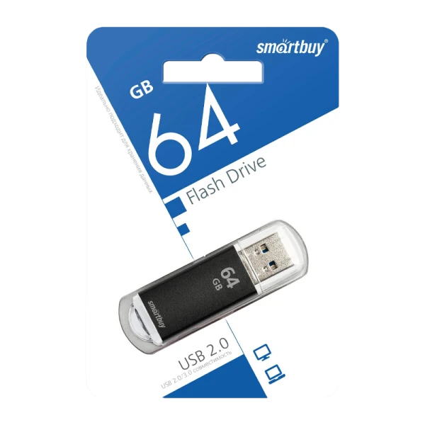 Флеш-накопитель Smartbuy V-Cut 64GB USB2.0 пластик черный
