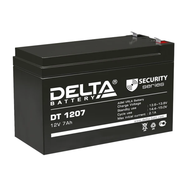 Аккумулятор свинцово-кислотный Delta DT 1207 12V 7Ah (1/5)