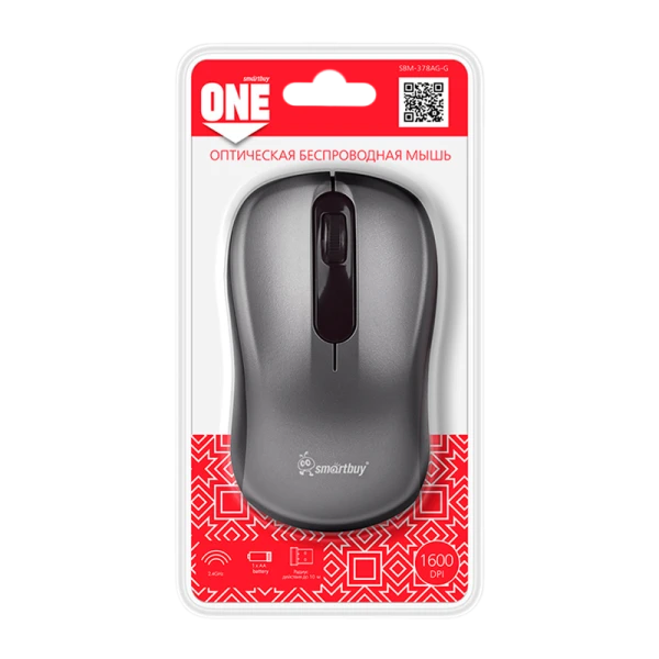 Мышь беспроводная Smartbuy 378AG ONE классическая USB серый (1/40)