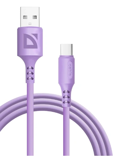 Кабель Defender F207 USB (m)-Type-C (m) 1.0м 2.4A фиолетовый