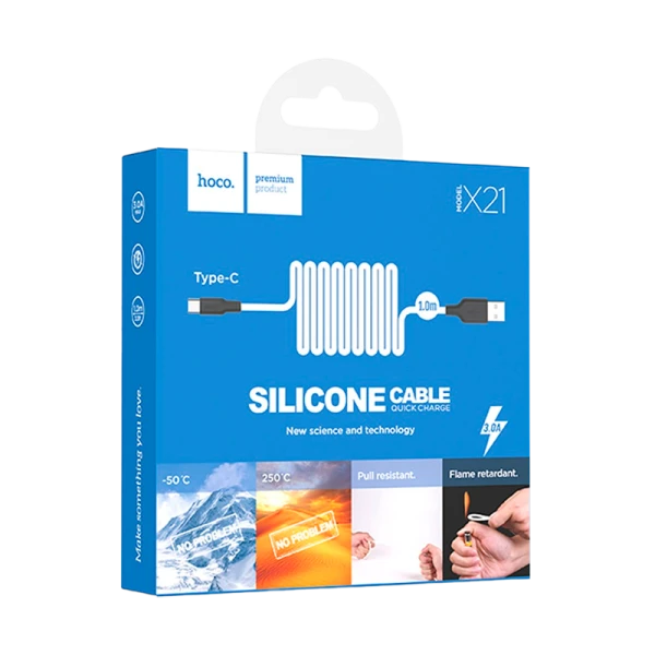Кабель HOCO X21 USB (m)-Type-C (m) 1.0м 2.0A силикон белый (1/29/174)