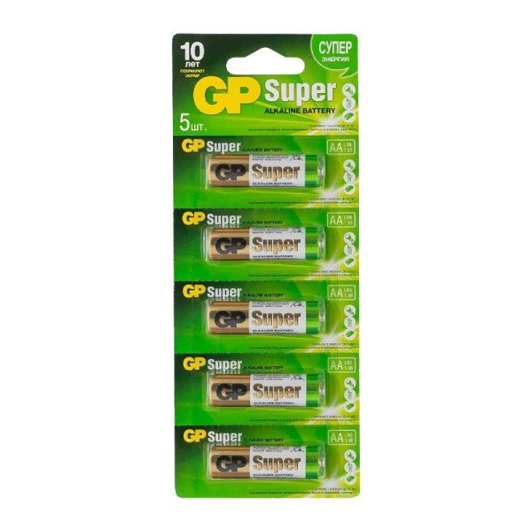 Батарейка GP Super LR6 AA BL5 Alkaline 1.5V отрывные (5/60/600)