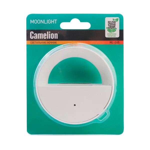 Ночник Camelion NL-265 0.6W 220V в розетку белый (1/30/120)