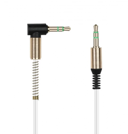 Кабель AUX Smartbuy Jack 3.5mm (m)-Jack 3.5mm (m) 1.0м силикон угловой белый (1/100)