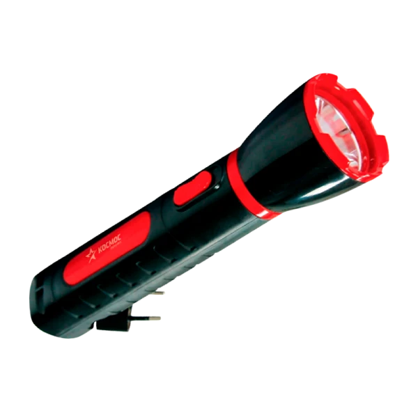 *Фонарь туристический Космос 103 1W 1LED от аккумулятора прямая подзарядка черный красный (1/25/50) 