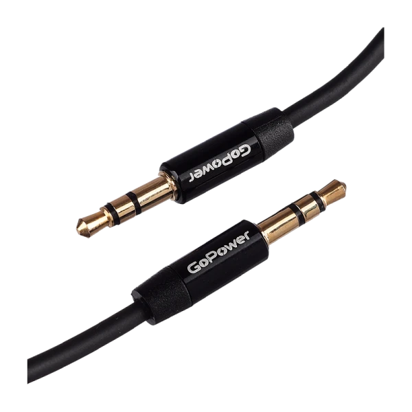 Кабель AUX GoPower Jack 3.5mm (m)-Jack 3.5mm (m) 2.0м TPE черный Premium Zip-Lock c подвесом (1/250)
