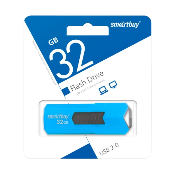 Флеш-накопитель Smartbuy Stream 32GB USB2.0 пластик синий