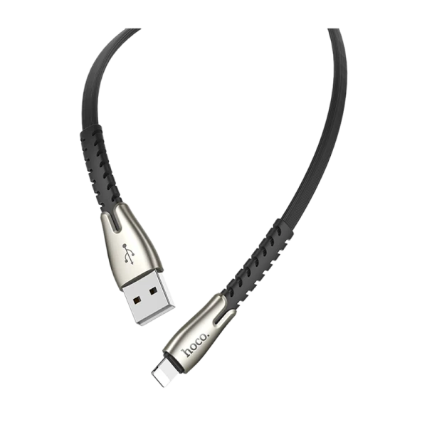 Кабель HOCO U58 USB (m)-Lightning (m) 1.2м 2.4A TPE черный (1/30/300)