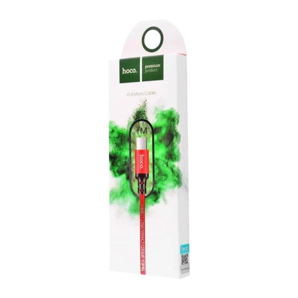 Кабель HOCO X14 USB (m)-microUSB (m) 1.0м 2.0A нейлон красный черный (1/33/330)