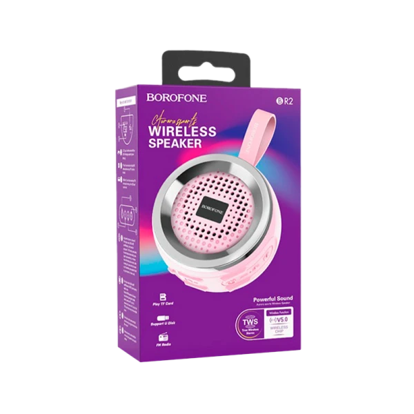 Портативная колонка Borofone BR2 bluetooth 5.0 розовый (1/80)