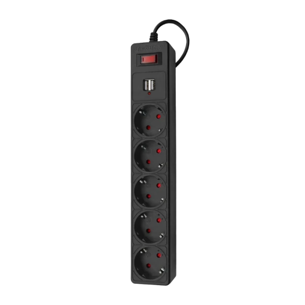 Сетевой фильтр Smartbuy SBSP 5р.С/З 10A 1.8м черный (1/45)