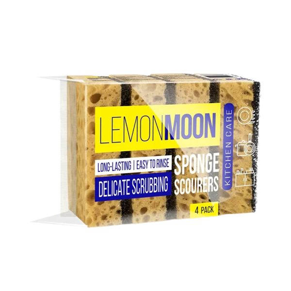 Губка Lemon Moon для посуды 96х64х33 ретикулированная 4 шт (1/72)