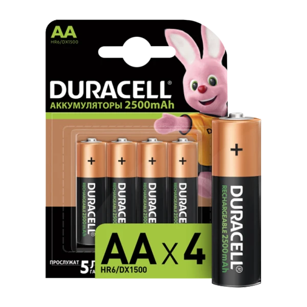 Аккумулятор предзаряженный RTU Duracell HR6 AA BL4 NI-MH 2400/2500mAh (4/40/15000)