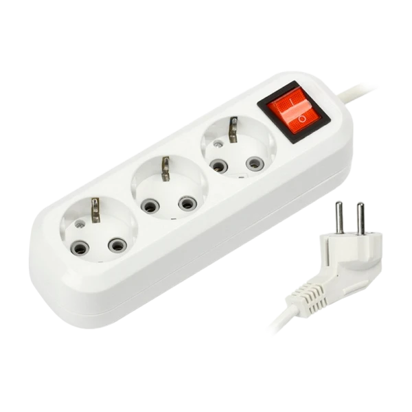 Удлинитель Smartbuy 3р.С/З 16A 1.5м с выкл. ПВС 3x1мм² белый (1/50)