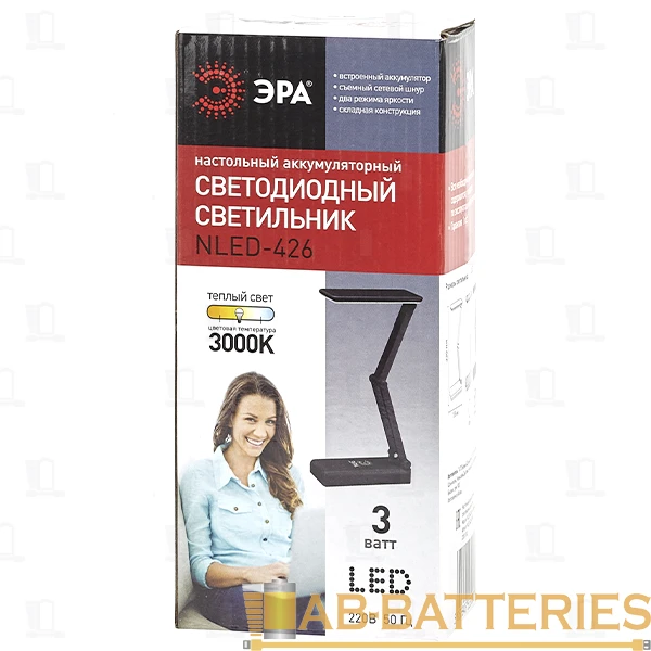 Светильник настольный ЭРА NLED-426 3W 220V 32LED на основании сенс. 2 ур.ярк черный (1/50)