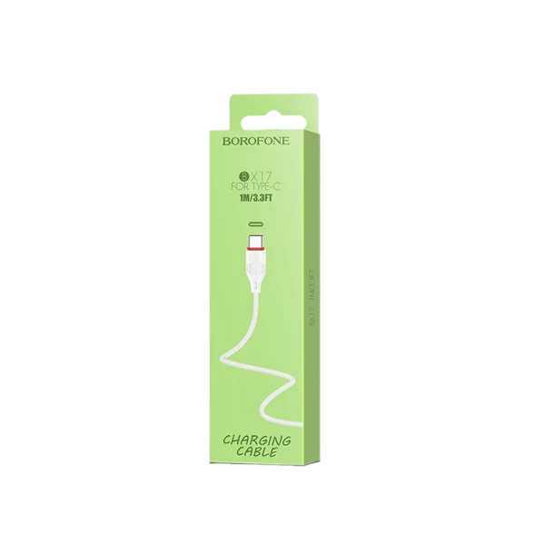 Кабель Borofone BX17 USB (m)-Type-C (m) 1.0м 3.0A ПВХ белый (1/648)