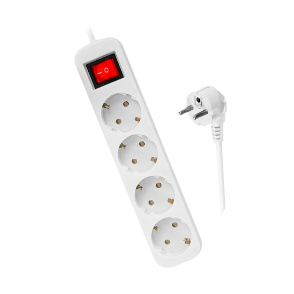 Удлинитель Defender S418 4р.С/З 10A 1.8м с выкл. белый (1/30)