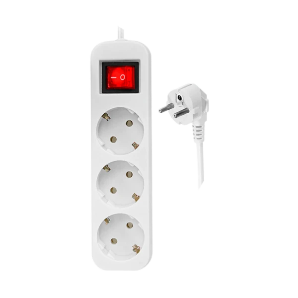 Удлинитель Defender S350 3р.С/З 10A 5.0м с выкл. ПВС 3x1мм² белый (1/30)