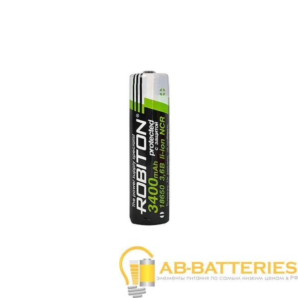 Аккумулятор ROBITON 3.4/Li18650 (NCR18650B) с защитой PK1 (1/96/192)