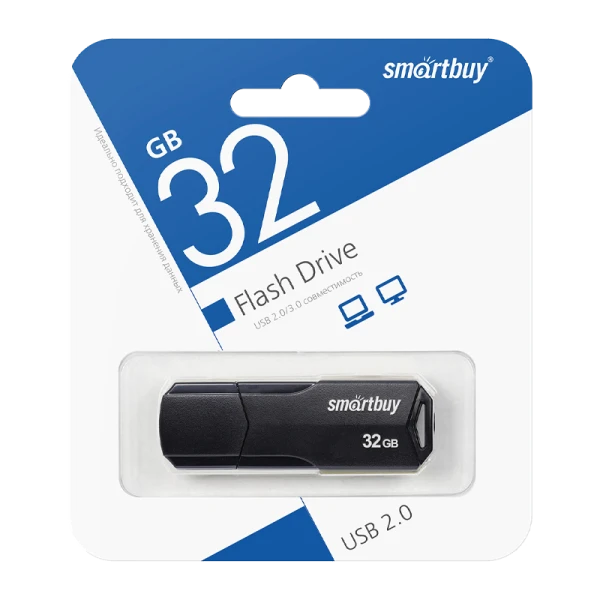 Флеш-накопитель Smartbuy Clue 32GB USB2.0 пластик черный