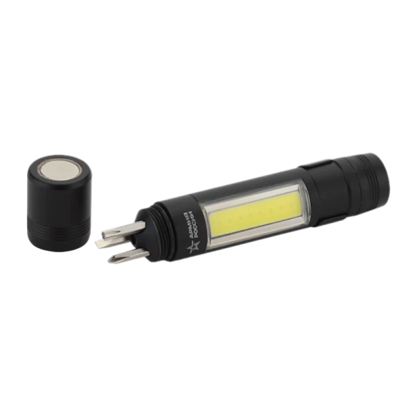 Фонарь универсальный ЭРА MB-702 Сапер АРМИЯ РОССИИ 1.5W COB от батареек отвертки черный (1/12/48)