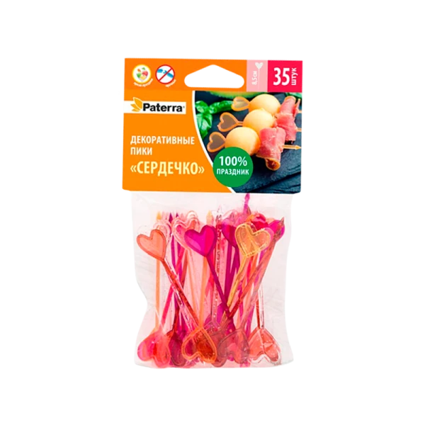 Декоративные пики Paterra "СЕРДЕЧКО" 85 мм 35шт в упаковке (1/100)