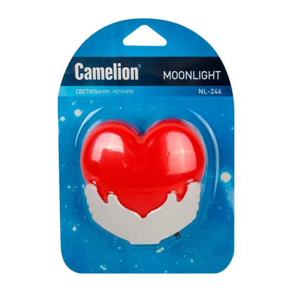Ночник Camelion NL-246 "Сердце" 220V в розетку белый (1/24/96)