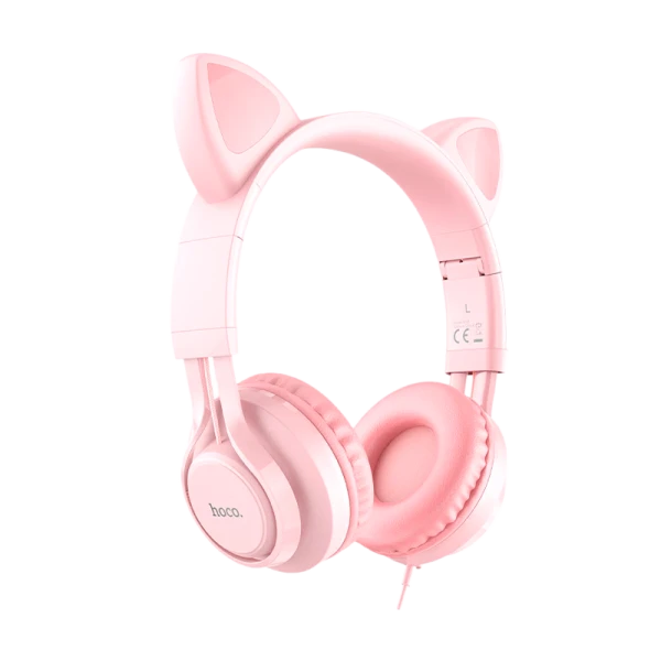 Наушники полноразмерные HOCO W36 Cat ear с микр. розовый (1/30)