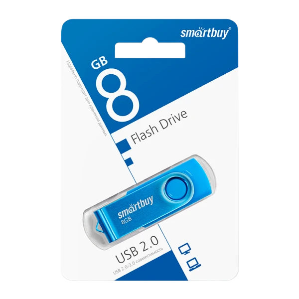 Флеш-накопитель Smartbuy Twist 8GB USB2.0 пластик синий