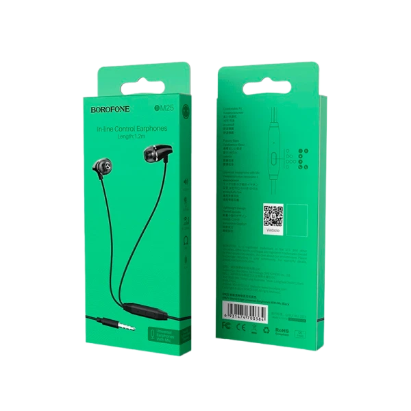Наушники внутриканальные Borofone BM25 с микр. черный (1/72/288)