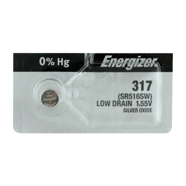Батарейка Energizer 317 (SR516SW) BL1 Silver Oxide 1.5V 0%Hg (1/10/100/1000)