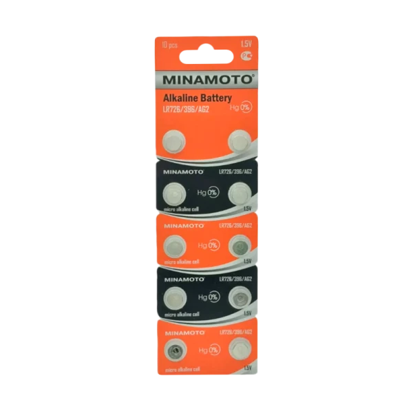 Батарейка Minamoto G2/LR726/LR59/396A/196 BL10 Alkaline 1.5V (10/200/10000)