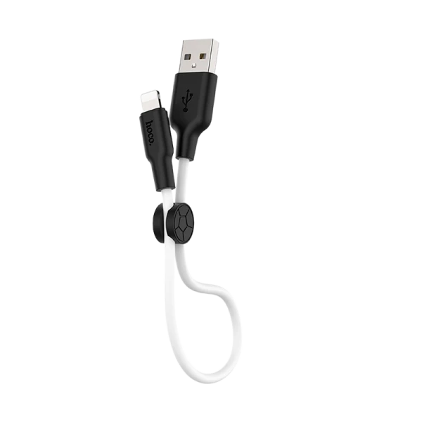 Кабель HOCO X21 Plus USB (m)-Lightning (m) 0.25м 2.4A силикон черный белый (1/30/300)
